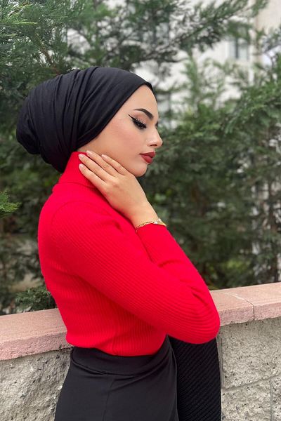 MERVEN AKYÜZ Red Fisherman Knitwear Sweater
