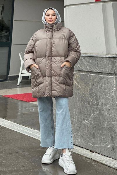 MERVEN AKYÜZ Eva Puffer Jacket - Stone Color