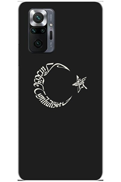 Zebana Xiaomi Redmi Note 10 Pro Max Compatible Case Moon Star and Atatürk Sil...
