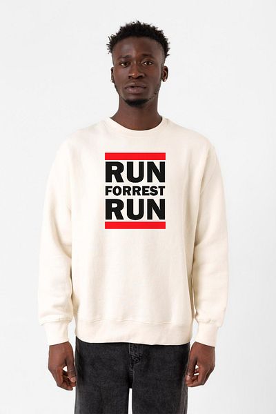 Tshirthane Ανδρικό φούτερ Forrest Gump Run Forrest Run Ecru 2ip