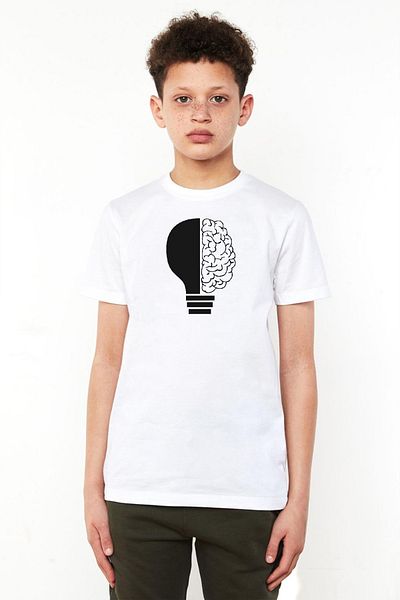 Tshirthane Παιδικό μπλουζάκι Lightbulb & Brain White Cycling