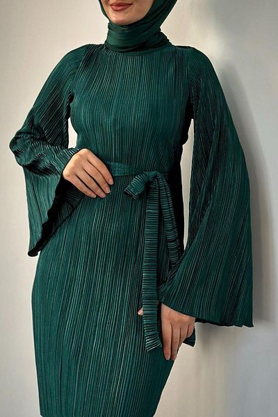 KaSheHa Alya Spanish Sleeve Dress Emerald