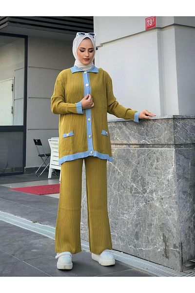 MERVEN AKYÜZ Oil Green Mavera Knitwear Set