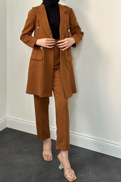 MERVEN AKYÜZ Σετ μπουφάν καφέ Anden Blazer