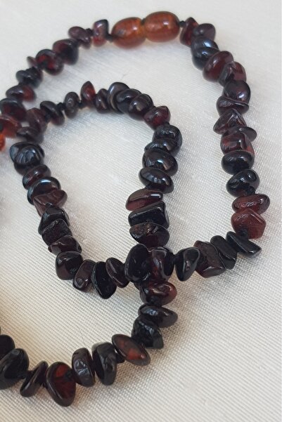 Kehribar Sarayı طقم سوار وقلادة للأطفال من Drop Amber بلون الكرز 40 سم 16 سم ...