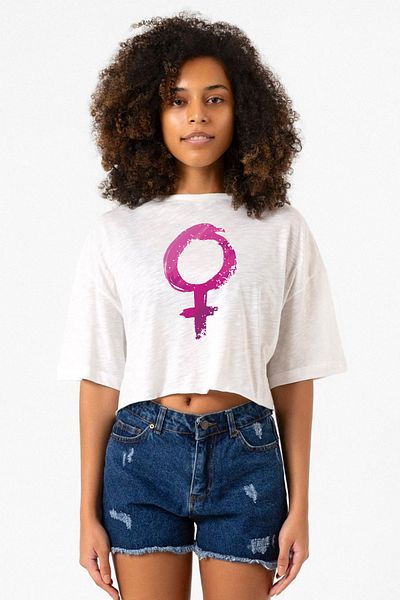 Tshirthane Venus Orange White Melted Women's Crop T-Shirt
