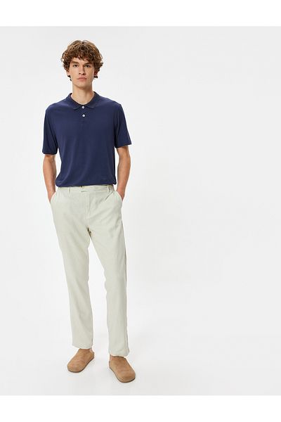 Koton Baumwoll-T-Shirt mit Polokragen und schmaler Passform – kurzärmlig