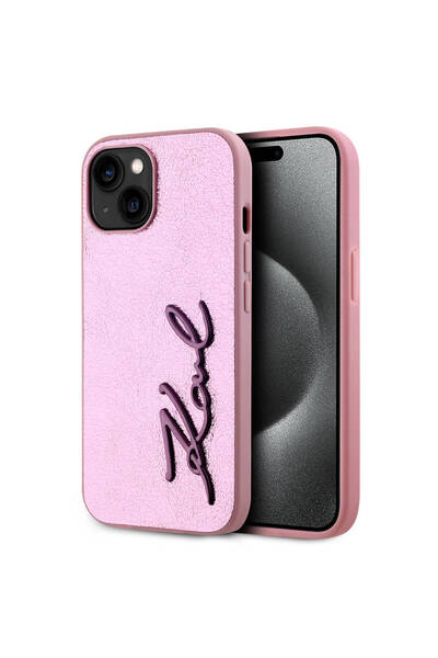 Karl Lagerfeld Apple iPhone 15 Kılıf Orjinal Lisanslı 3D KL Yazılı Tüylü Arka...