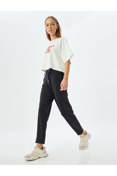 Koton High Waist Lace-Up Jogger Sweatpants - Modal with Pocket Detail