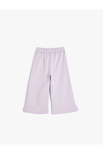 Koton Baumwoll-Jogginghose mit Blumenmuster und weitem Bein – elastische Taille