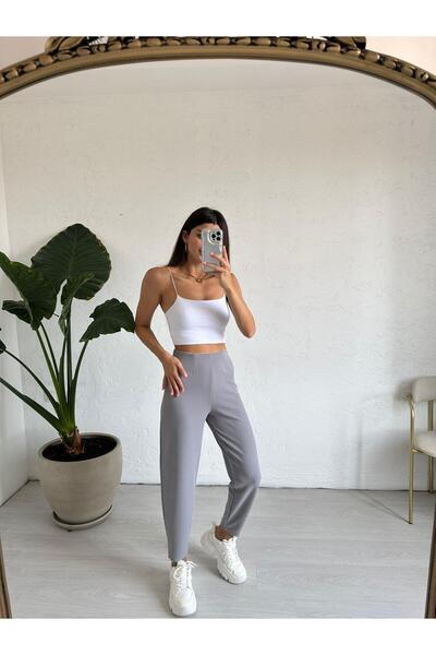 Bade Butik بنطلون شالوار منى بخصر مطاطي باللون الرمادي