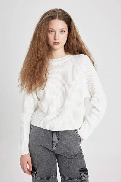 DeFacto Women's Sweater L2567Az/Er105 Ecru