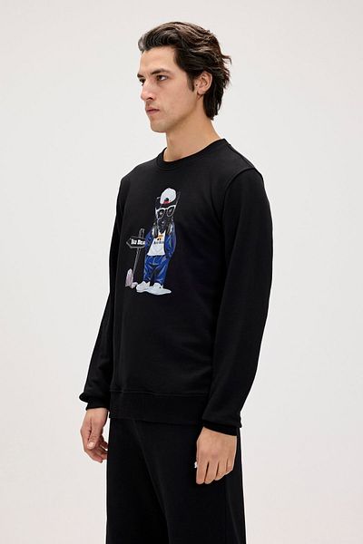 Bad Bear Erkek Sweatshirt Siyah 24.02.12.020 Panther Crewneck