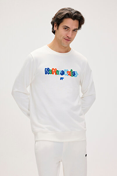 Bad Bear Furry Beyaz Erkek Baskılı Sweatshirt