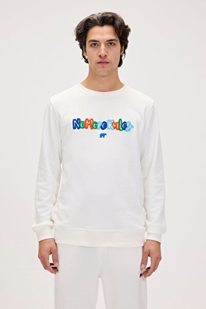 Bad Bear Furry Beyaz Erkek Baskılı Sweatshirt