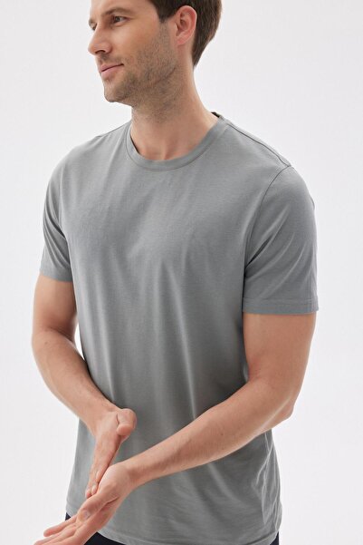 odelon Ανδρικό T-Shirt Anthracite με λαιμόκοψη με λεπτή εφαρμογή - 100% βαμβάκι