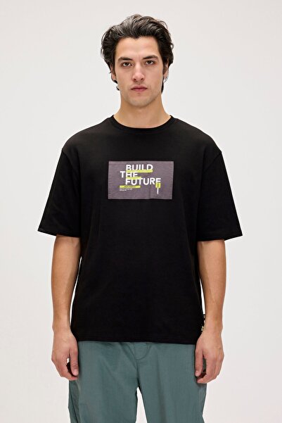 Bad Bear تي شيرت مورينو أسود مطبوع للرجال