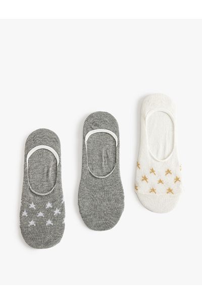 Koton Star Patterned Set of 3 Colorful Ballerina Socks