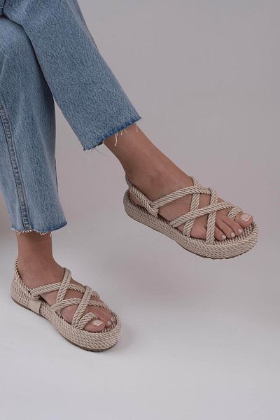 sovrana Thick Sole Sandals Beige