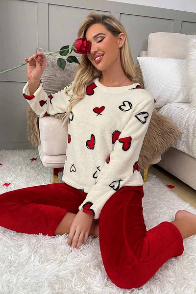 Merry See Σετ μακρυμάνικη πιτζάμες με βελούδινη πολική καρδιά