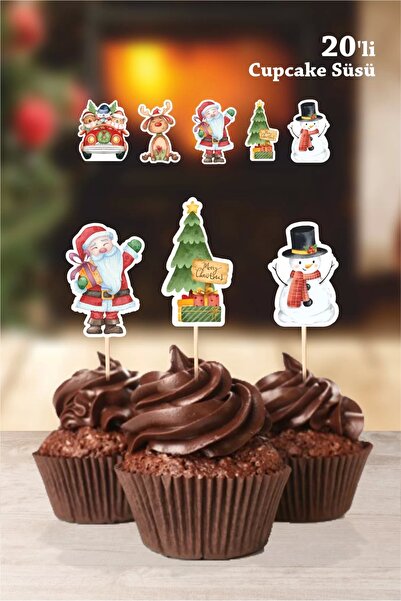 neşeli günlerim Πρωτοχρονιάτικο Χριστουγεννιάτικο Στολίδι Cupcake 20τμχ