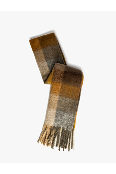 Koton Eșarfă lungă cu textura moale - în carouri cu ciucuri