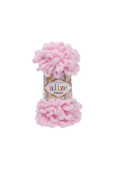 Alize Puffy Hand Knitting Yarn - 31 Baby Pink - 100 Gr. 9 Mt. Finger Knitting String
