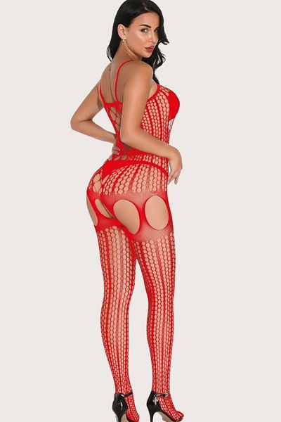 Merry See Special Area – Offene Netz-Körperstrümpfe im Strumpfhalter-Look