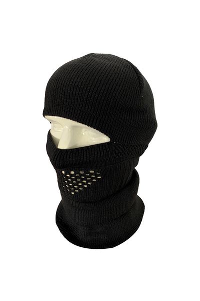 SAVEX Μαύρο αμερικάνικο πλεκτό Beanie και μάσκα χιονιού