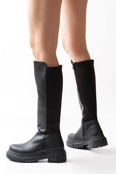 Aymood 812-305 Μαύρες Stretch φερμουάρ καθημερινές γυναικείες μπότες