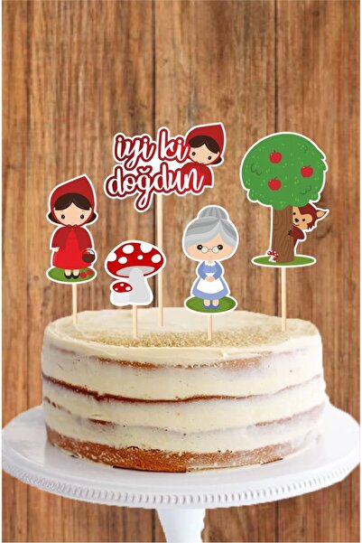 neşeli günlerim Ornament pentru tort cu scobitoare Concept Scufița Roșie **Hâ...