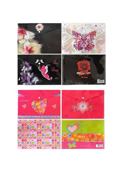 Noki 6 Pieces Noki Printed Snap Fastener File Briefcases - Mixed Set
