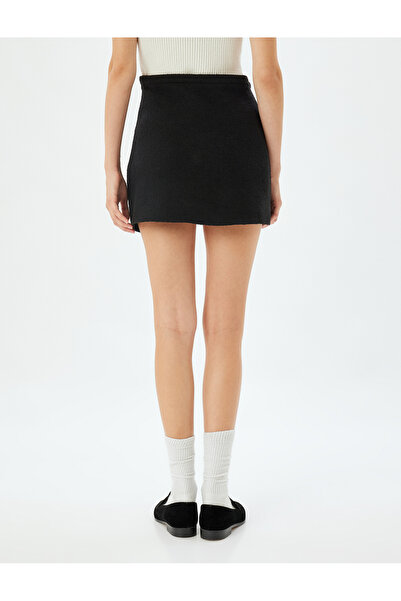 Koton Fusta mini din tweed cu talie înaltă și detaliu cu nasturi - linie A