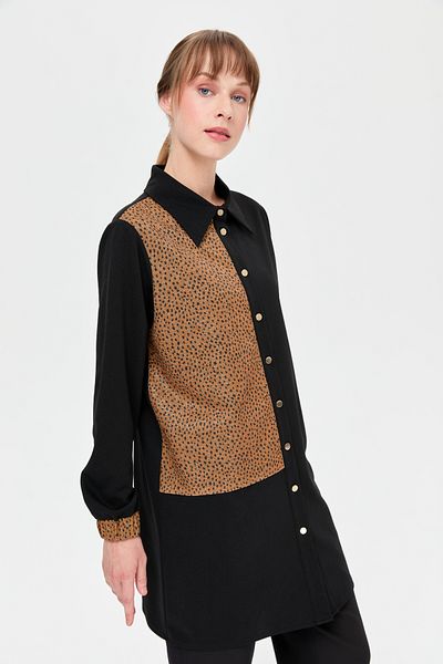 Esswaap Black Leopard Detailed Tunic