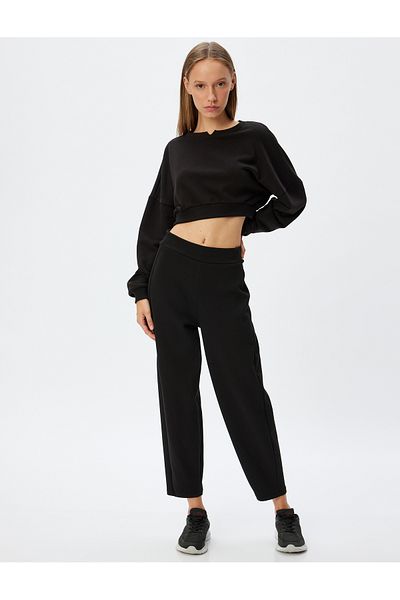 Koton Pantaloni de sport cu elastic cu talie înaltă - Potrivire confortabilă, cu picior scurt și cusături