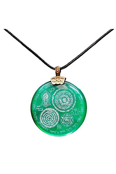 Sırlı Sepet Yeşil Özel Seri Dualı Akik Taşı Kolye
