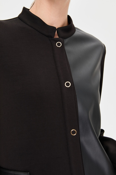 Esswaap Deri Detaylı Tunik  Siyah