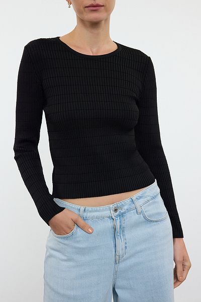 Edit by Trendyol Fekete-Ecru Slim Fit kötöttáru pulóver - dupla csomag Tedaw25Kz00015