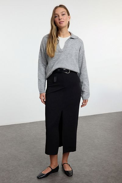 Trendyol Collection Wide Cut Gray Soft Knitwear Sweater - Twoaw25kz00023