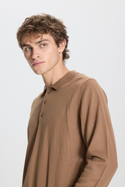 ALTINYILDIZ CLASSICS Erkek Vizon Tüylenme Yapmayan Anti Pilling Kumaş Standart Fit Normal Kesim Polo Yaka Triko Kazak