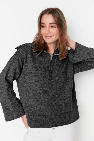 Trendyol Collection Wide Fit - Soft Textured Anthracite Knitwear Sweater Twoaw23kz00236