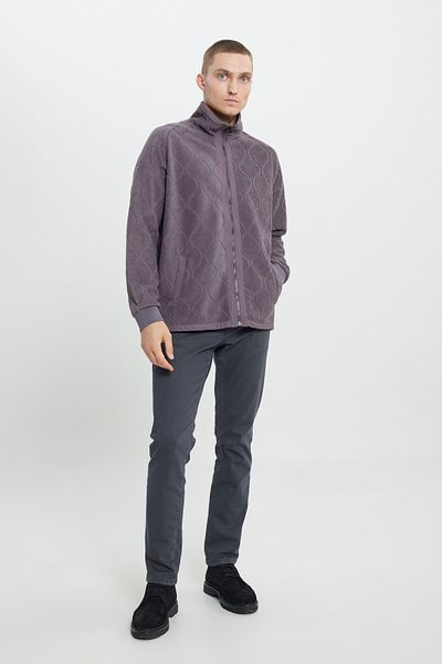 AC&Co / Altınyıldız Classics Dunkelgraues Oversize-Sweatshirt aus Jacquard-Fleece mit lockerem Schnitt und Stehkragen für Herren