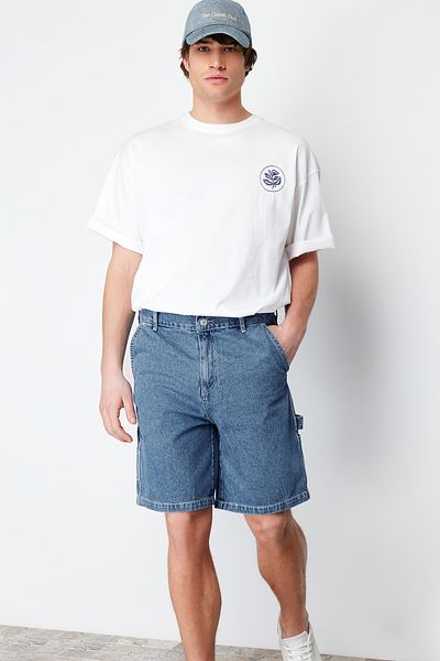 Trendyol Collection Navy Blue Carpenter Wide Cut Denim Shorts – Tmnss24Sr00010