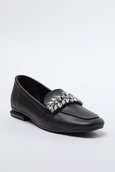 TRENDYOL SHOES Дамски мокасини с квадратни пръсти от черен камък TAKAW25LA00008