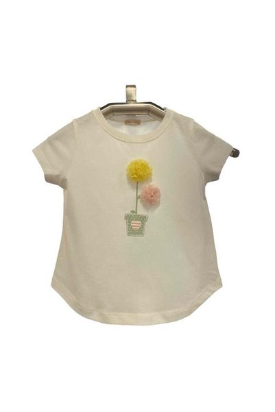 Karamela Girl's Tulle Floral Short Sleeve T-shirt White