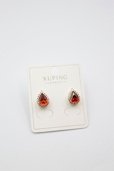 MENESSA Damla Taşlı Küpe - Kırmızı