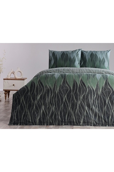 Doqu Home Комплект завивка Ranforce Leaf с двоен капак - зелен