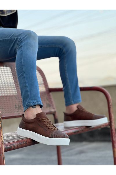 BOA Ba0104 Lace-up Tan Plaid Sports Classic Men's Shoes
