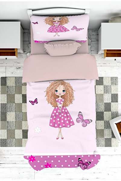 Pelangi Bebek ve Çocuk Odası Kelebekli Kız Desenli Kız Çocuk Yatak Örtüsü ve ...