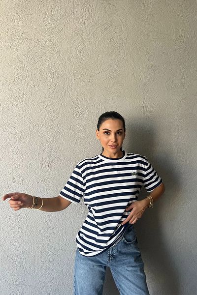 Seda Yalçın Atelier Crew Neck Navy Blue Basic T-Shirt